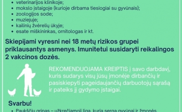 Kviečiame pasiskiepyti nuo paukščių gripo